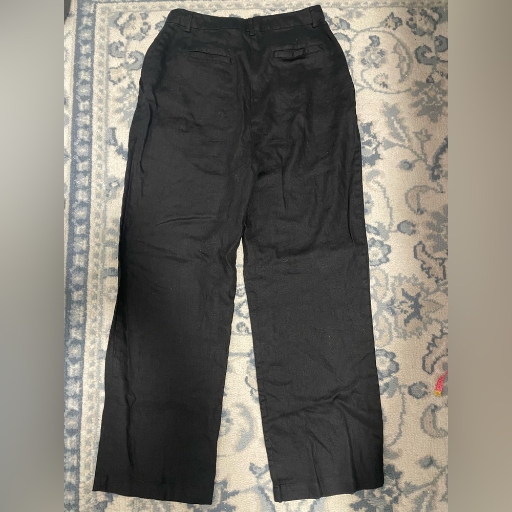 Reformation Black 100% Linen Wide Leg Pants 13" High Rise Size 8P